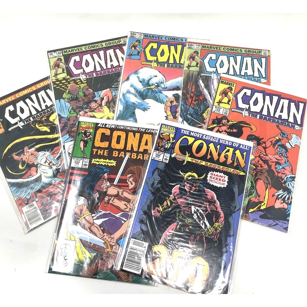 Conan Barbarian Marvel Comic Lot of 7 #121 140 145 149 159 233 250 Vtg 80s & 90s
